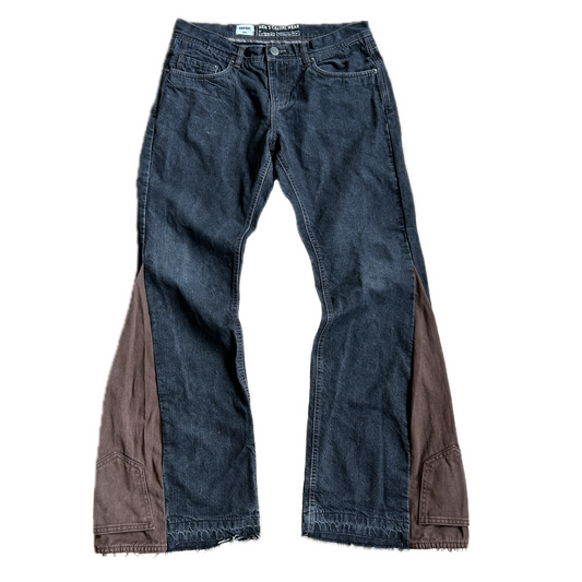 Reworked Dual Tone Bootcut Jeans