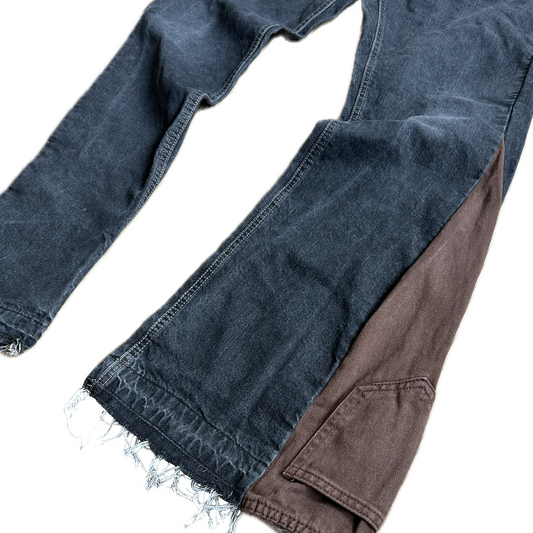 Reworked Dual Tone Bootcut Jeans