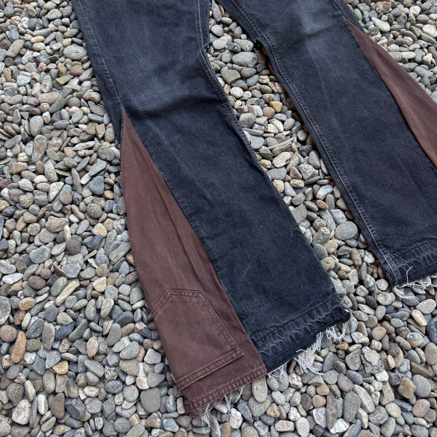 Reworked Dual Tone Bootcut Jeans