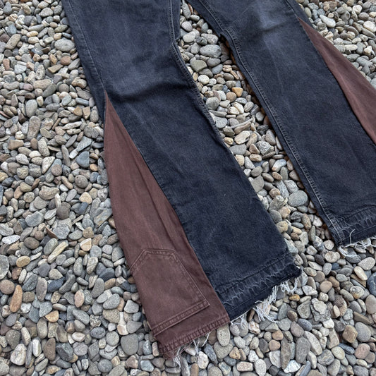 Reworked Dual Tone Bootcut Jeans